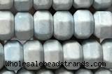 AGAT203 15 inches 4*6mm faceted hexagon oxidized agate beads