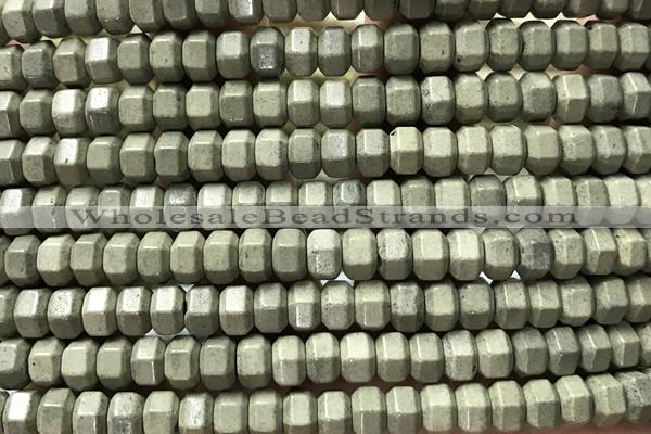 AGAT206 15 inches 4*6mm faceted hexagon oxidized agate beads
