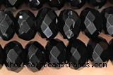 AGAT66 15 inches 4*6mm faceted rondelle black onyx gemstone beads