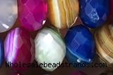 AGAT98 15 inches 6*10mm faceted rondelle banded agate gemstone beads