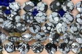 COIN06 15 inches 12mm faceted coin snowflake obsidian beads