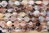 COIN11 15 inches 11mm faceted coin pink quartz beads