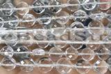 COIN17 15 inches 10mm faceted coin white crystal beads