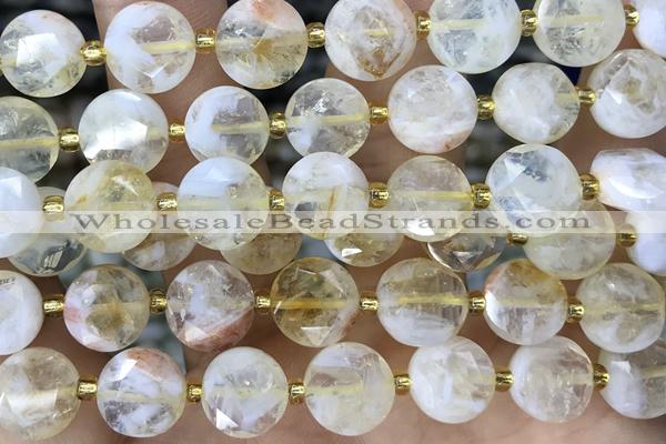 COIN19 15 inches 10mm faceted coin citrine gemstone beads