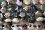 COIN44 15 inches 12mm faceted coin rhodonite gemstone beads