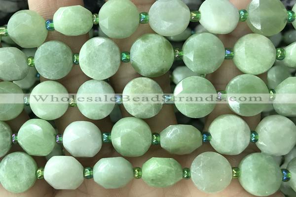 COIN71 15 inches 12mm faceted coin jade gemston beads