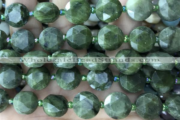 COIN74 15 inches 12mm faceted coin China jade gemstone beads
