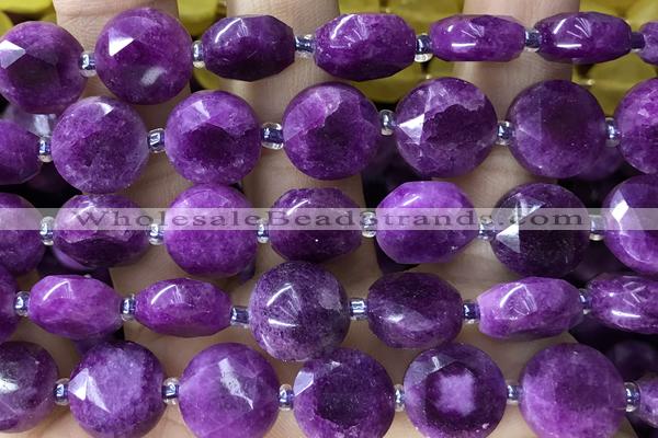 COIN79 15 inches 12mm faceted coin jade gemstone beads