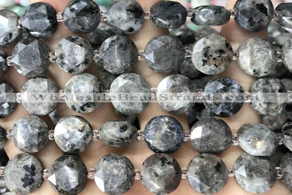 COIN85 15 inches 12mm faceted coin flame jasper beads