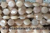 COIN87 15 inches 12mm faceted coin moonstone gemstone beads
