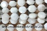 COIN93 15 inches 12mm faceted coin white moonstone beads
