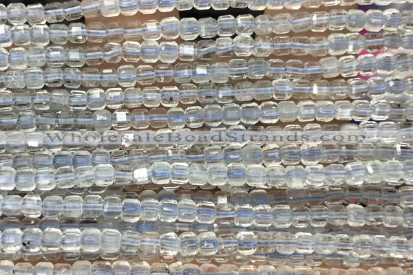 CUBE54 15 inches 3mm faceted cube quartz gemstone beads