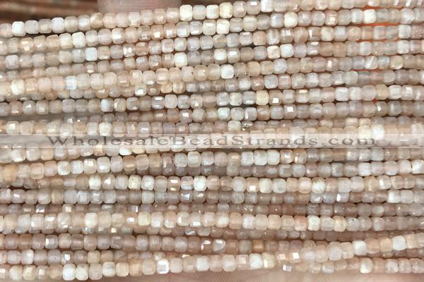 CUBE67 15 inches 2mm faceted cube moonstone gemstone beads
