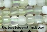 CUBE81 15 inches 3mm faceted cube prehnite gemstone beads