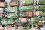 NUGG01 15 inches 12*25mm – 13*28mm faceted nuggets unakite beads