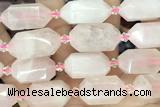 NUGG17 15 inches 12*25mm – 13*28mm faceted nuggets rose quartz beads