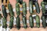NUGG42 15 inches 8*32mm faceted nuggets green China jade gemstone beads