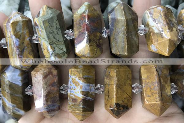 NUGG69 15 inches 12*23mm - 15*30mm faceted nuggets peter stone beads