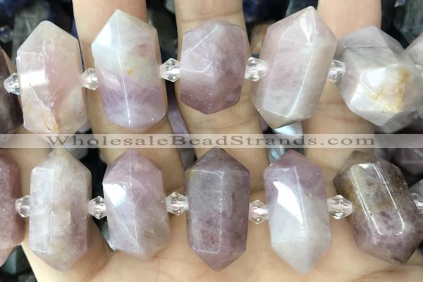 NUGG74 15 inches 12*23mm - 15*30mm faceted nuggets rose quartz gemstone beads