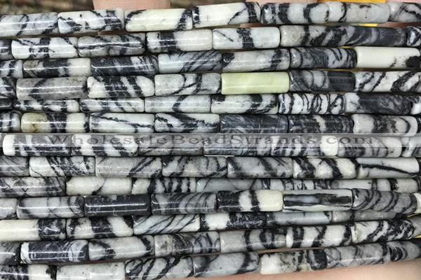 TUBE36 15 inches 4*13mm tube black water jasper gemstone beads