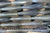 AGAT266 15 inches 12*40mm faceted teardrop grey agate beads