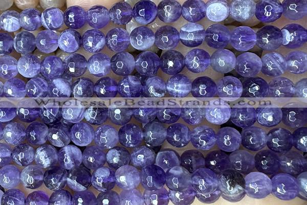 AMET16 15 inches 6mm faceted round natural amethyst beads