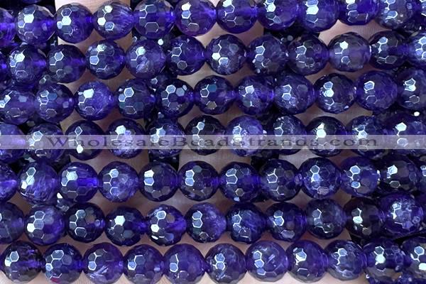 AMET21 15 inches 8mm faceted round natural amethyst beads