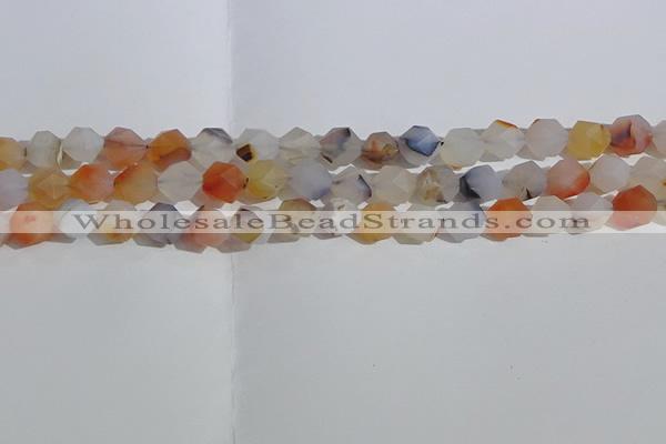 CAA1231 15.5 inches 8mm faceted nuggets matte dendritic agate beads