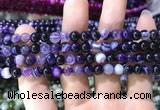 CAA1555 15.5 inches 6mm round banded agate beads wholesale