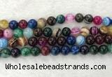 CAA2034 15.5 inches 12mm round banded agate gemstone beads