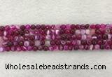 CAA2218 15.5 inches 4mm faceted round banded agate beads