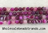 CAA2221 15.5 inches 10mm faceted round banded agate beads