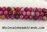 CAA2223 15.5 inches 14mm faceted round banded agate beads