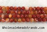 CAA2229 15.5 inches 12mm faceted round banded agate beads