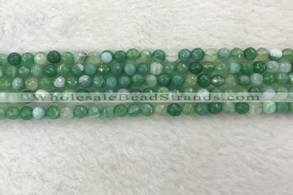 CAA2277 15.5 inches 4mm faceted round banded agate beads