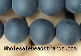 CAA2451 15.5 inches 12mm round matte black agate beads wholesale
