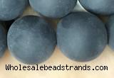 CAA2455 15.5 inches 20mm round matte black agate beads wholesale