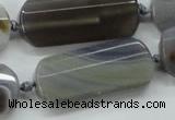 CAA253 15.5 inches 16*30mm faceted rectangle grey line agate beads