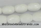 CAA26 15.5 inches 12*16mm faceted rice white agate gemstone beads