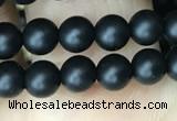 CAA2761 15.5 inches 4mm round matte black agate beads wholesale