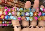 CAA3054 15 inches 10mm faceted round fire crackle agate beads wholesale