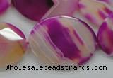 CAA315 15.5 inches 20*26mm faceted oval fuchsia line agate beads