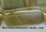 CAA323 15.5 inches 24*50mm rectangle yellow line agate beads