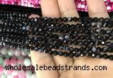 CAA3257 15 inches 4mm faceted round line agate beads wholesale