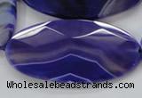 CAA360 15.5 inches 30*40mm faceted oval violet line agate beads