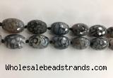 CAA3799 15*25mm - 18*28mm faceted rice dragon veins agate beads