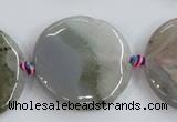 CAA428 15.5 inches 30mm flat round agate druzy geode beads
