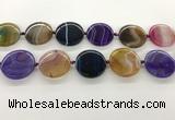 CAA4300 15.5 inches 30mm flat round line agate beads wholesale