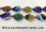 CAA4323 15.5 inches 30*40mm twisted oval line agate beads