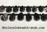 CAA4369 Top drilled 20*30mm freeform black banded agate beads
